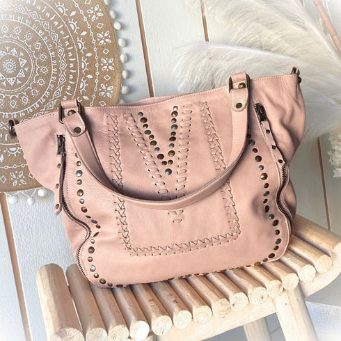 Cadelle Leather Misty Rose Boho Bag - SOULZA AUSTRALIA