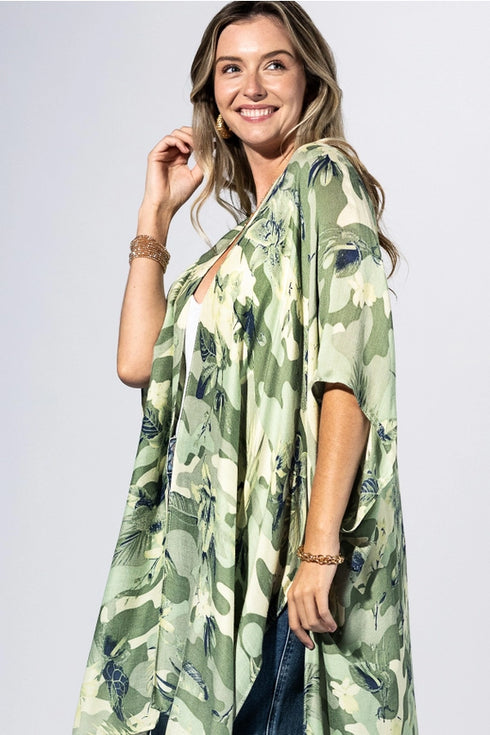 Splash of Green Boho Kimono