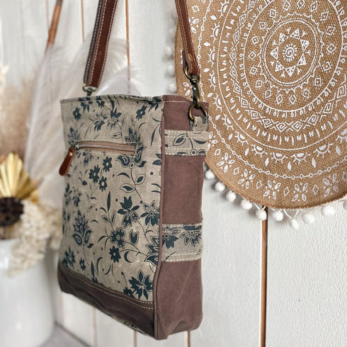 Forest Flower Boho Canvas & Leather Trim Bag - SOULZA AUSTRALIA