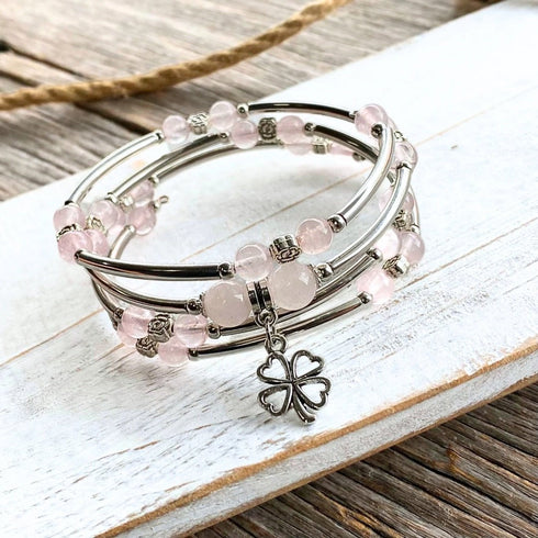 Pink Crystal Multilayer Boho Wrap Bracelet - SOULZA AUSTRALIA