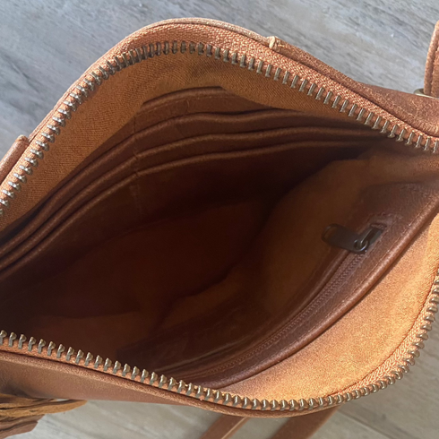 Chestnut Tan Stitch n Stud Crossbody Bag - SOULZA AUSTRALIA