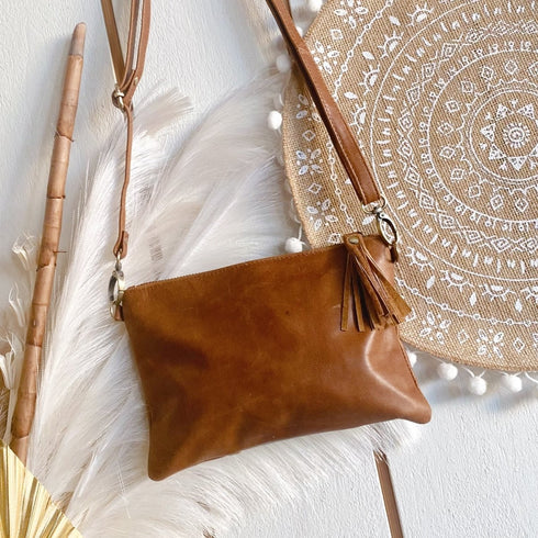 Chestnut Brown Boho Sunflower Crossbody Bag - SOULZA AUSTRALIA