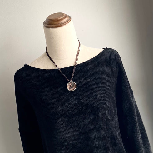 Artisan Two Tone Pewter Sunflower Necklace