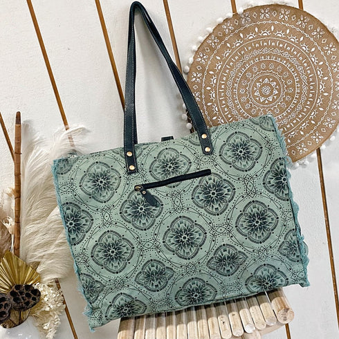 Mosaic Teal Weekender Overnight Tote Bag - SOULZA AUSTRALIA