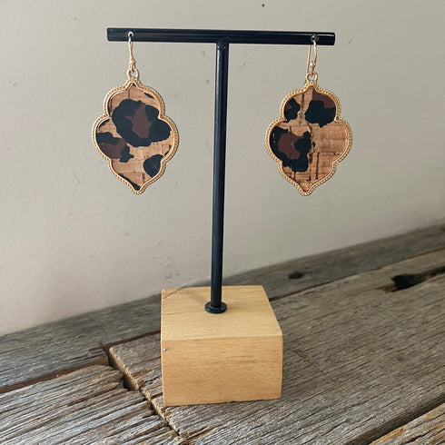 Gold & Leopard Moroccan Cork Earrings