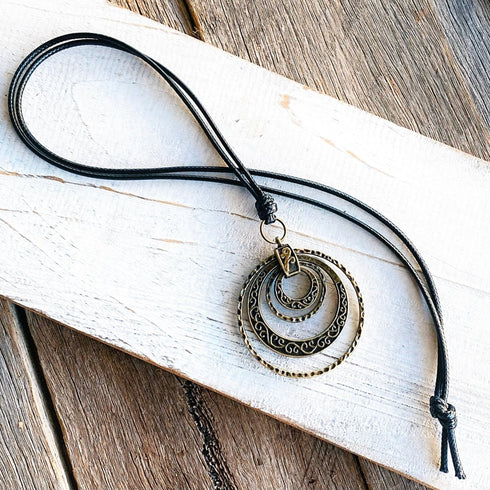 Boho Vintage Antique Bronze Ring Pendant - SOULZA AUSTRALIA