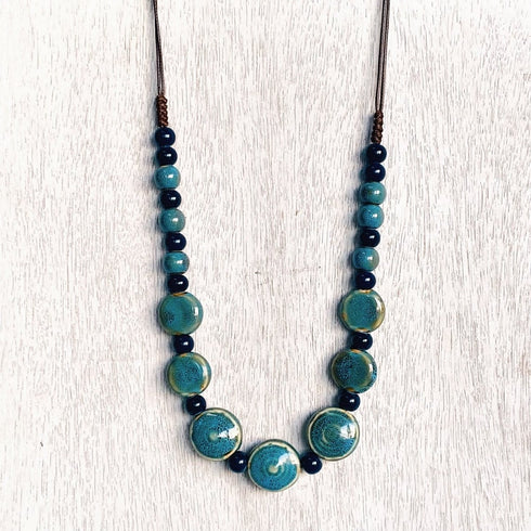Rustica Blue Bead Pendant Necklace - SOULZA AUSTRALIA