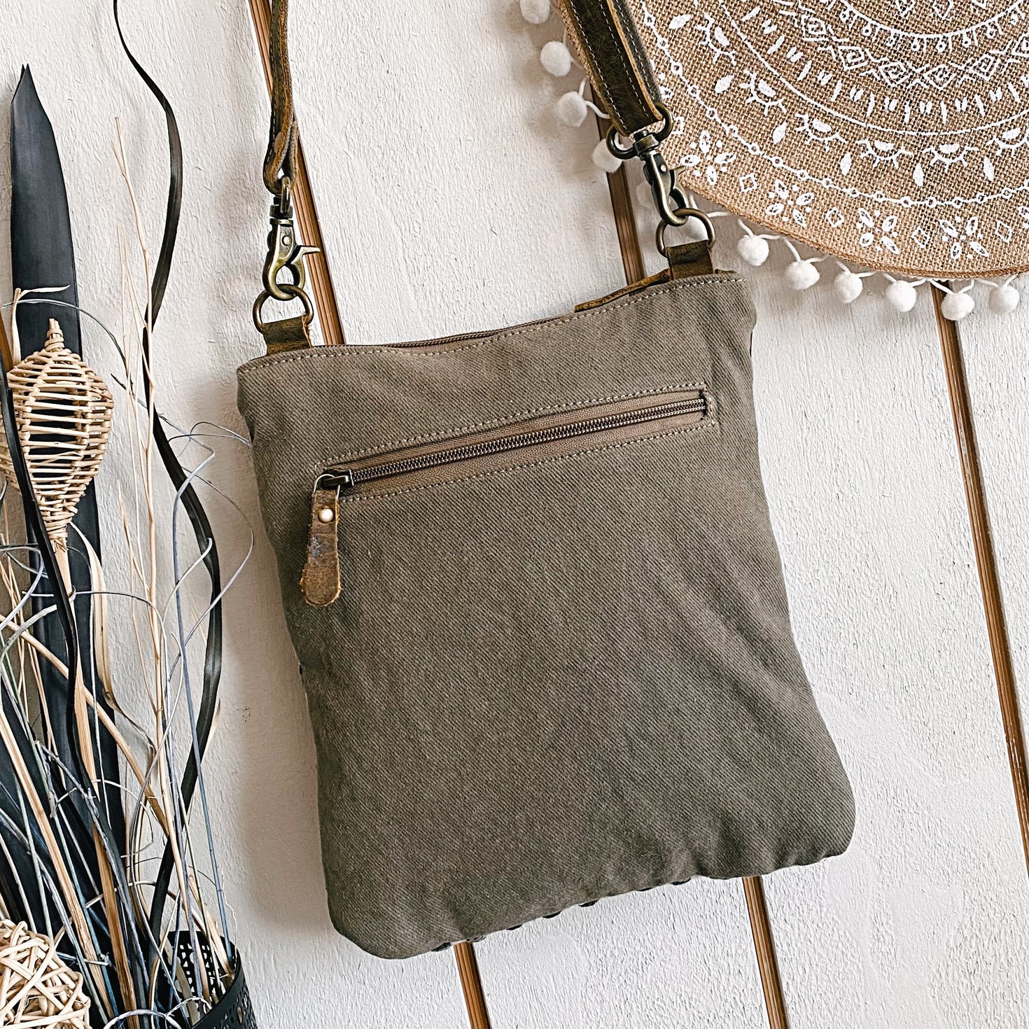 Boho Bags Australia | Catana Boho Leather & Canvas Crossbody Bag ...
