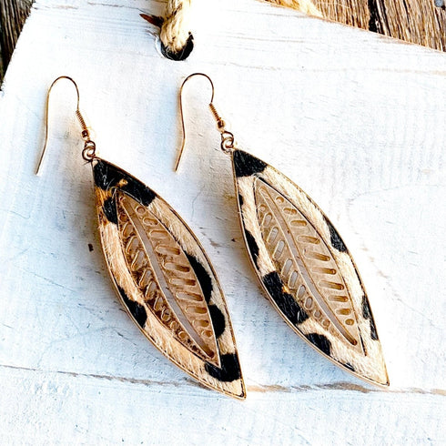 Gold & Leopard Leaf Earrings - SOULZA AUSTRALIA