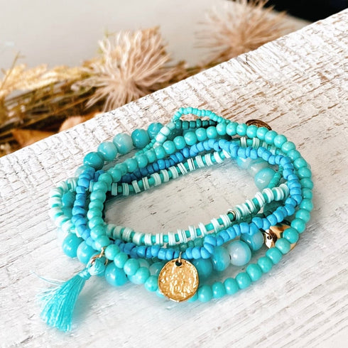 Seafoam Boho Bundle Bracelet Set - Handcrafted - SOULZA AUSTRALIA