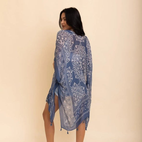 Blue Tassel Mandala Kimono - SOULZA AUSTRALIA