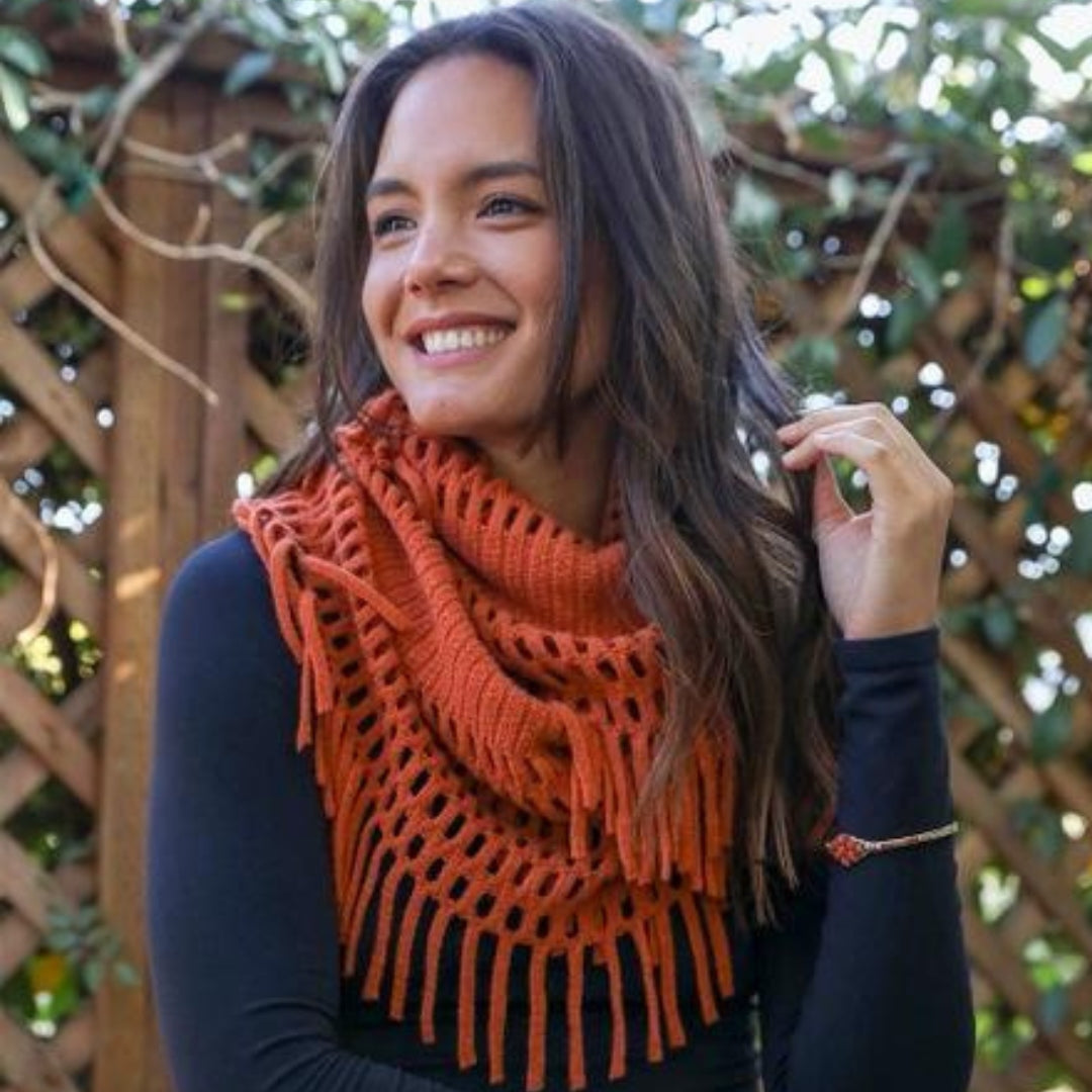 Rust Infinity Scarf Knit Tassel Fringe – SOULZA AUSTRALIA