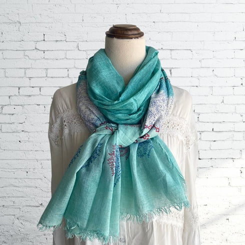 Teal Sherbert Handcrafted Cotton Scarf - SOULZA AUSTRALIA