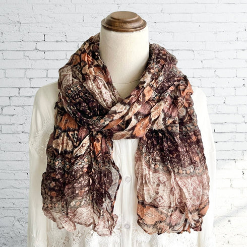 Bohemia Sandy Mauve Ruffle Fabric Scarf - SOULZA AUSTRALIA
