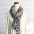 Charcoal Sequined Edged Flower Scarf