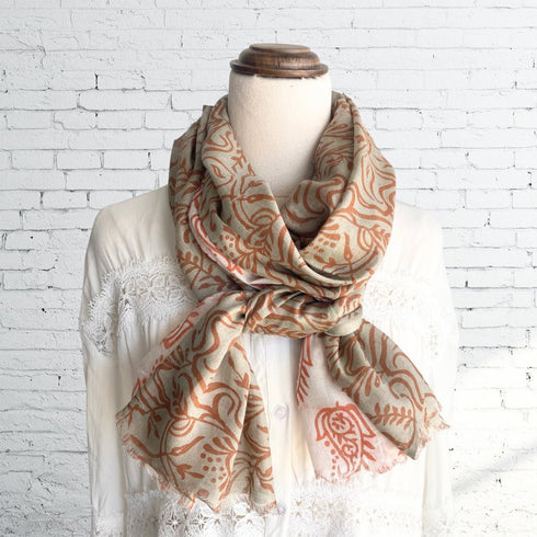 Orange Paisley Handcrafted Cotton Scarf - SOULZA AUSTRALIA