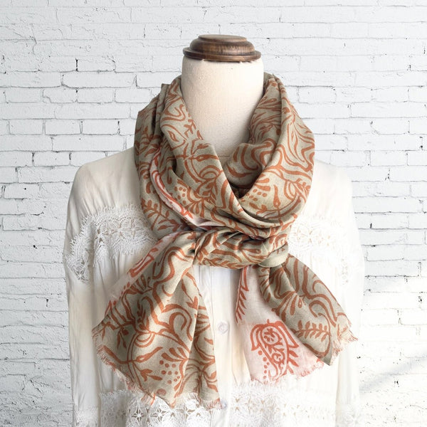 Orange Paisley Handcrafted Cotton Scarf - SOULZA AUSTRALIA