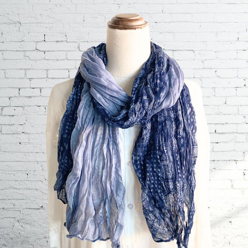 Boho Blue Ruffle Scarf