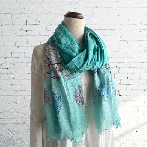 Teal Sherbert Handcrafted Cotton Scarf - SOULZA AUSTRALIA