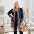 Plus Size Aztec Navy Patterned Long Knit Cardigan - SOULZA AUSTRALIA