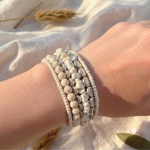 Howlite Stone & Silver Boho Wrap Bracelet