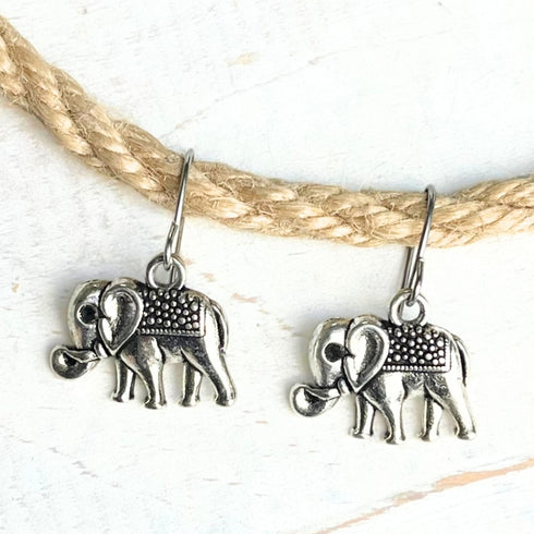 Silver Elephant Boho Earrings