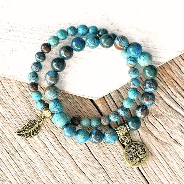 Boho Rustic Blue Agate Bead Bracelets