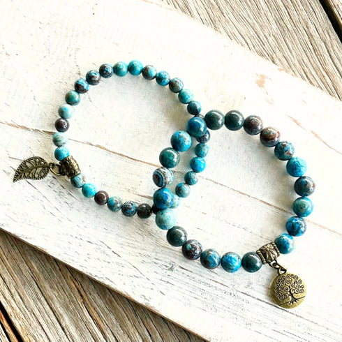 Boho Rustic Blue Agate Bead Bracelets
