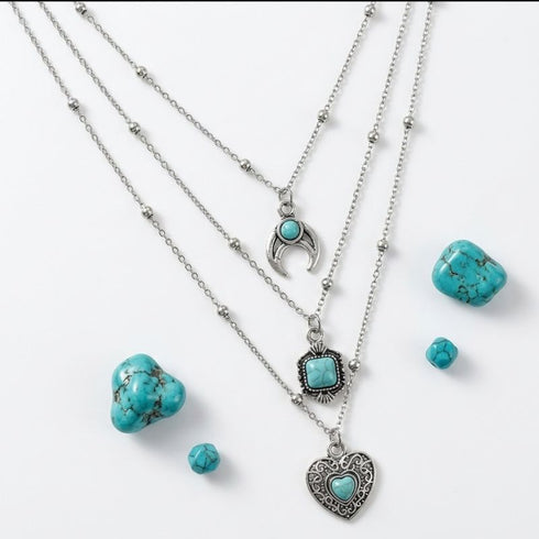 Western Turquoise Bohemia Necklace Bundle