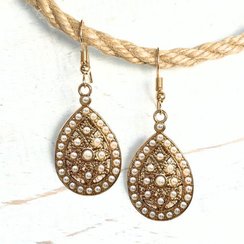 Petite Gold Pearl Teardrop Earrings