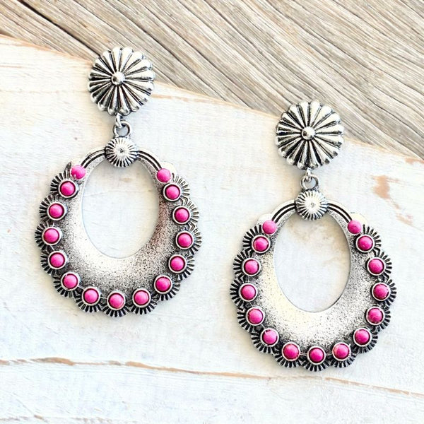 Boho Pink Statement Floral Earrings - SOULZA AUSTRALIA