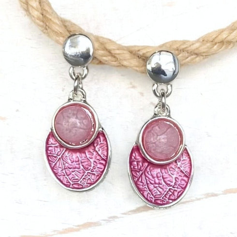 Iris Pink n Silver Drop Earrings - SOULZA AUSTRALIA