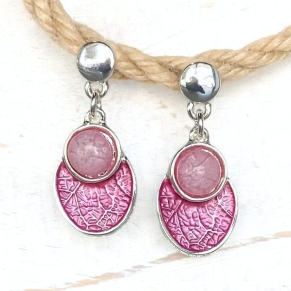 Iris Pink n Silver Drop Earrings - SOULZA AUSTRALIA