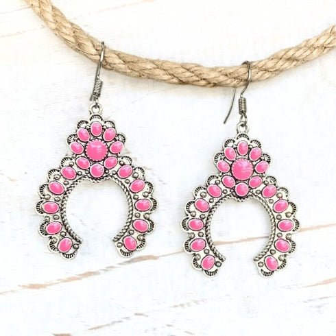 Boho Pink Half Circle Earrings - SOULZA AUSTRALIA