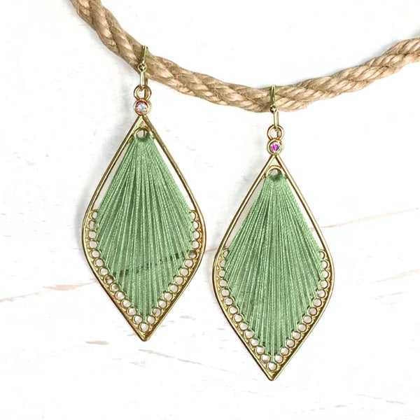 Green & Gold Fan Teardrop Earrings