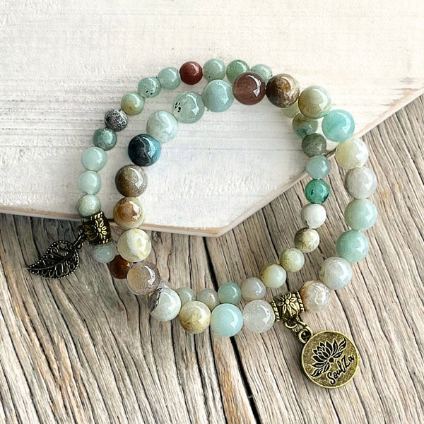 Boho Amazonite Soulza Bronze Bracelet Set