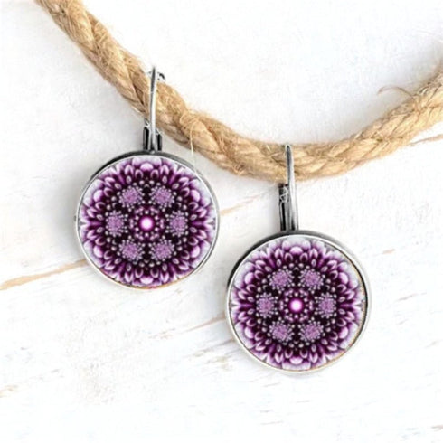 Purple Mandala Boho Glass Earrings - SOULZA AUSTRALIA