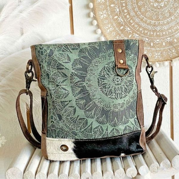 Sunflower Boho Leather n Canvas Bag - SOULZA AUSTRALIA