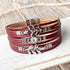 Burgundy n Silver Leaf Wrap Bracelet