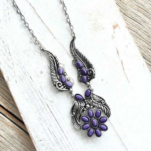 Allure Purple Willow Leaf Necklace & Earrings - SOULZA AUSTRALIA