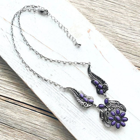 Allure Purple Willow Leaf Necklace & Earrings - SOULZA AUSTRALIA
