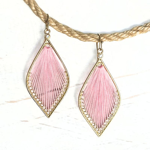Pink & Gold Fan Teardrop Earrings