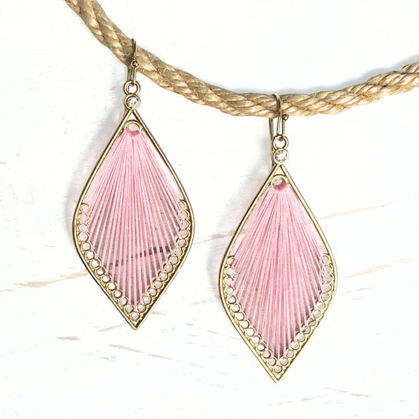Pink & Gold Fan Teardrop Earrings