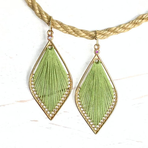 Green & Gold Fan Teardrop Earrings