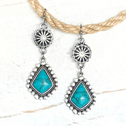 Boho Turquoise Triangle Teardrop Earrings - SOULZA AUSTRALIA