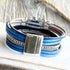 Blue Silver Leaf n Bead Wrap Bracelet