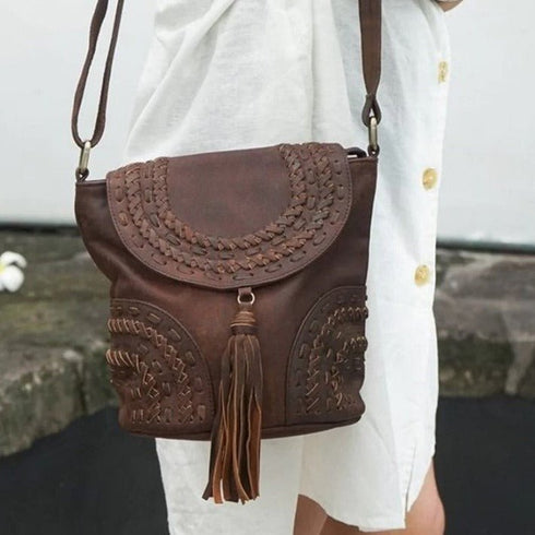 Tiana Vintage Brown Boho Leather Bag - SOULZA AUSTRALIA