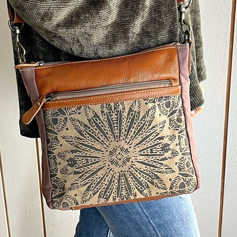 Aurora Boho Leather & Canvas Crossbody Bag - SOULZA AUSTRALIA