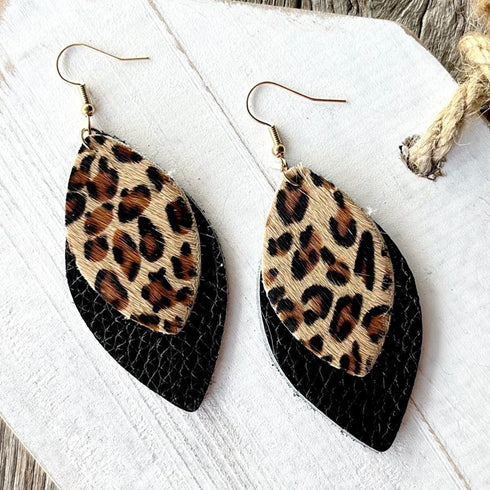 Black & Leopard Teardrop Earrings - SOULZA AUSTRALIA