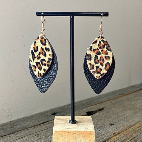 Black & Leopard Teardrop Earrings - SOULZA AUSTRALIA